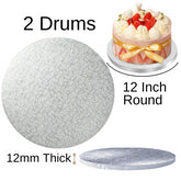 2 Boards - 12" Round Cake Drums - Silver Cake Drum